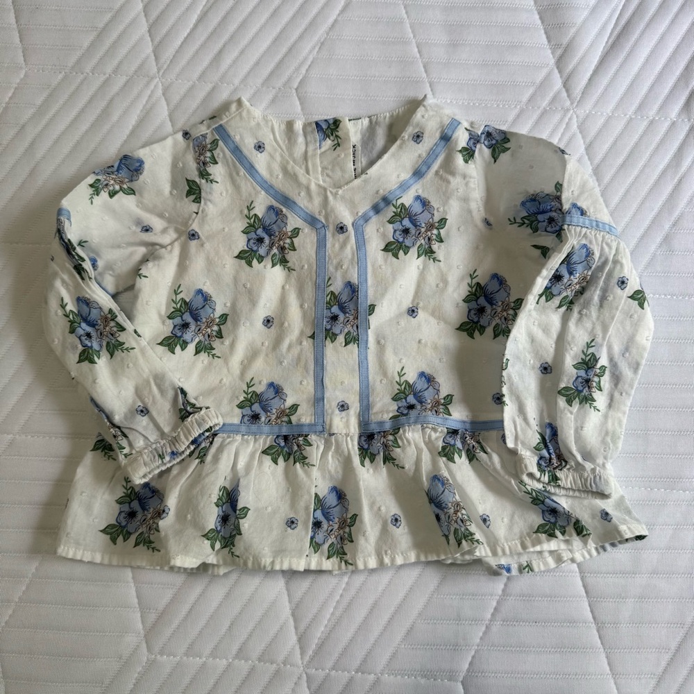 Janie and Jack Floral Blue and White Top